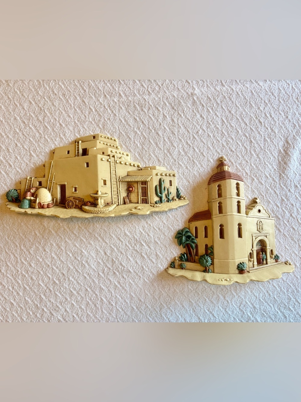 Vintage Wall Art Plaques Adobe Pueblo Hacienda House Desert Southwest Spanish